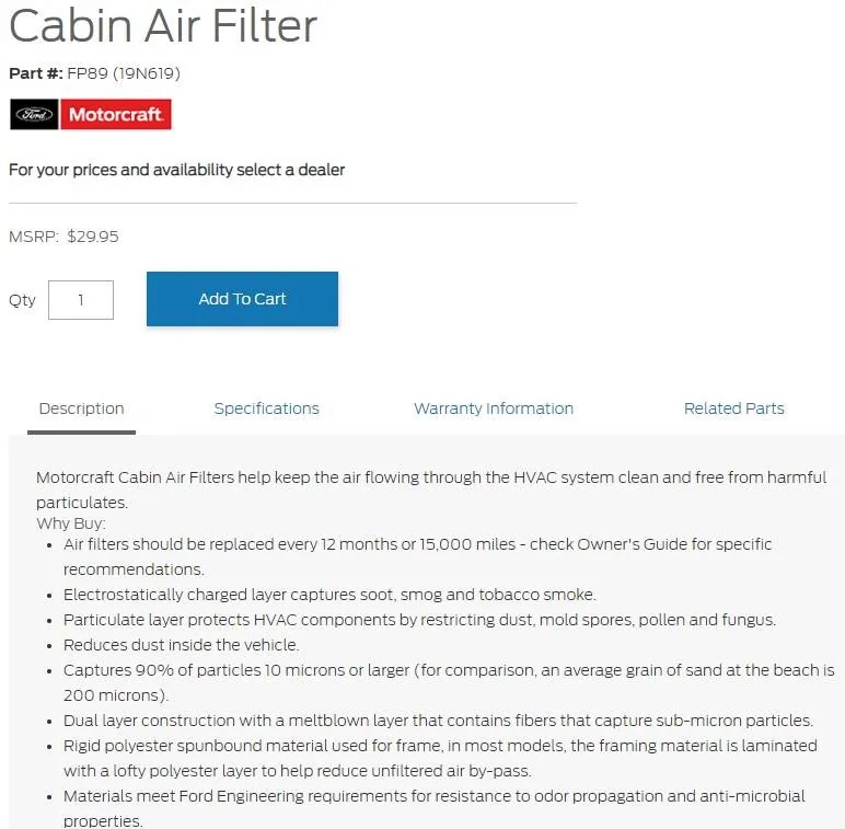Ford Mustang Mach-E Air filter in the Mach-E air filter