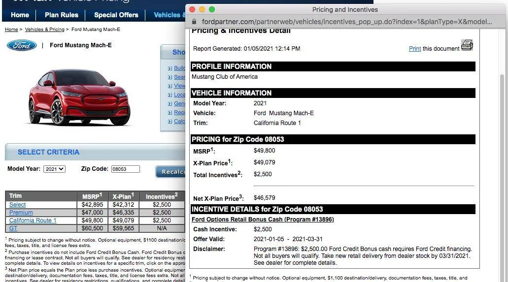 Ford Mustang Mach-E Dumb Incentives Question Screen Shot 2021-01-05 at 12.14.27 PM