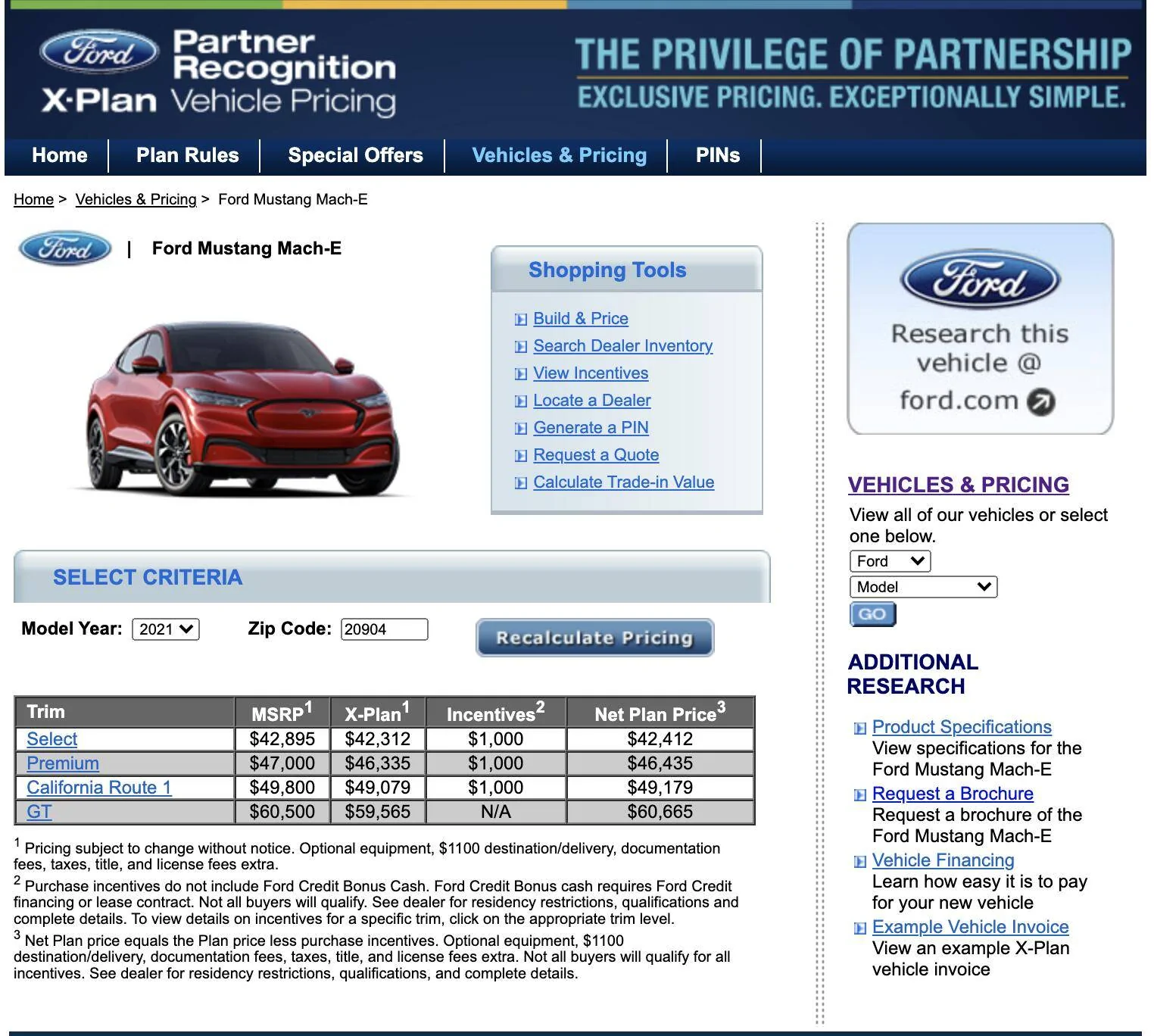 Ford Mustang Mach-E A, Z, X plan discount pricing for Mach-E X-Plan 2021-01-05 at 9.34.05 AM