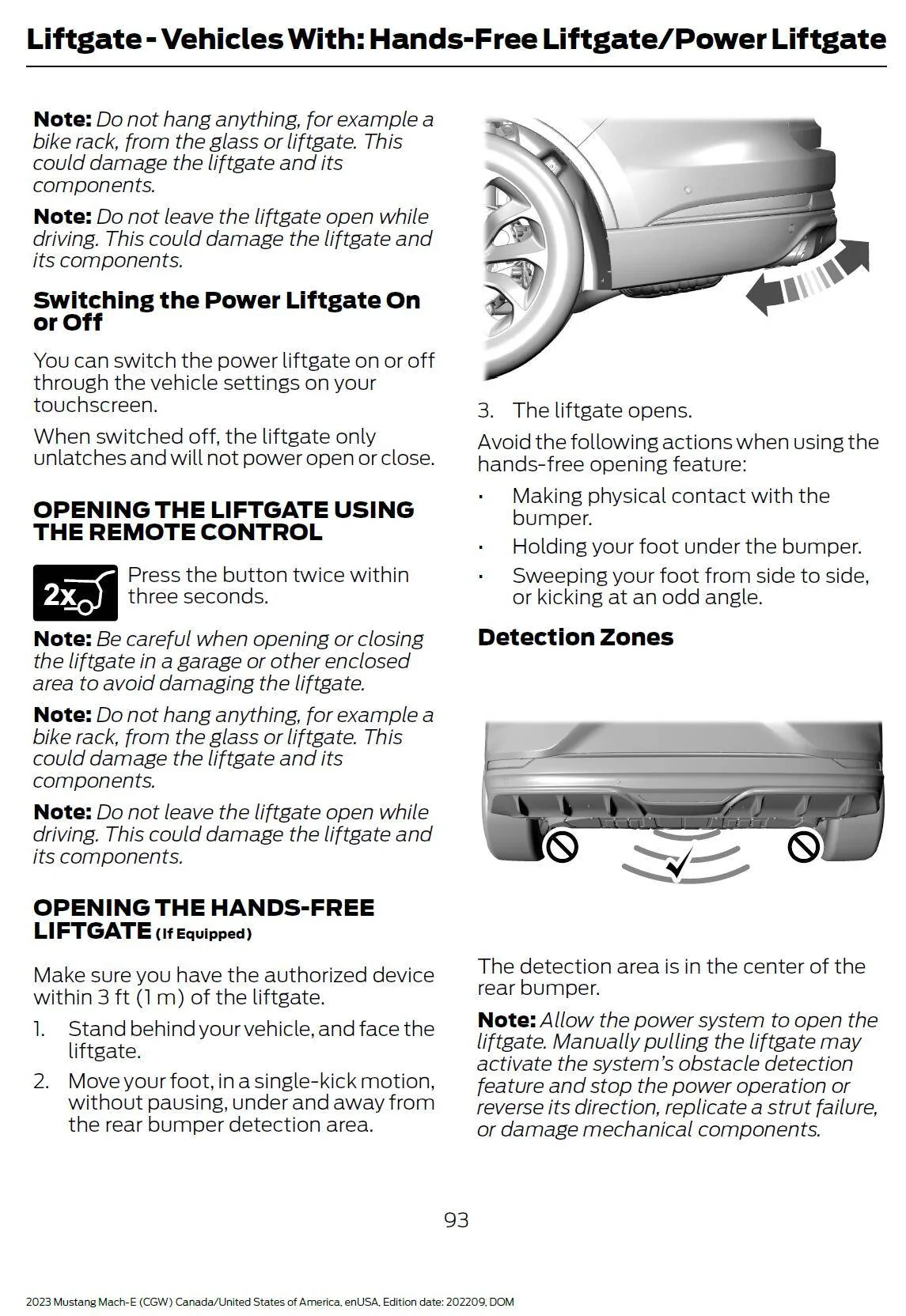 Ford Mustang Mach-E How to Enable kick-to-lift tailgate? 20231115