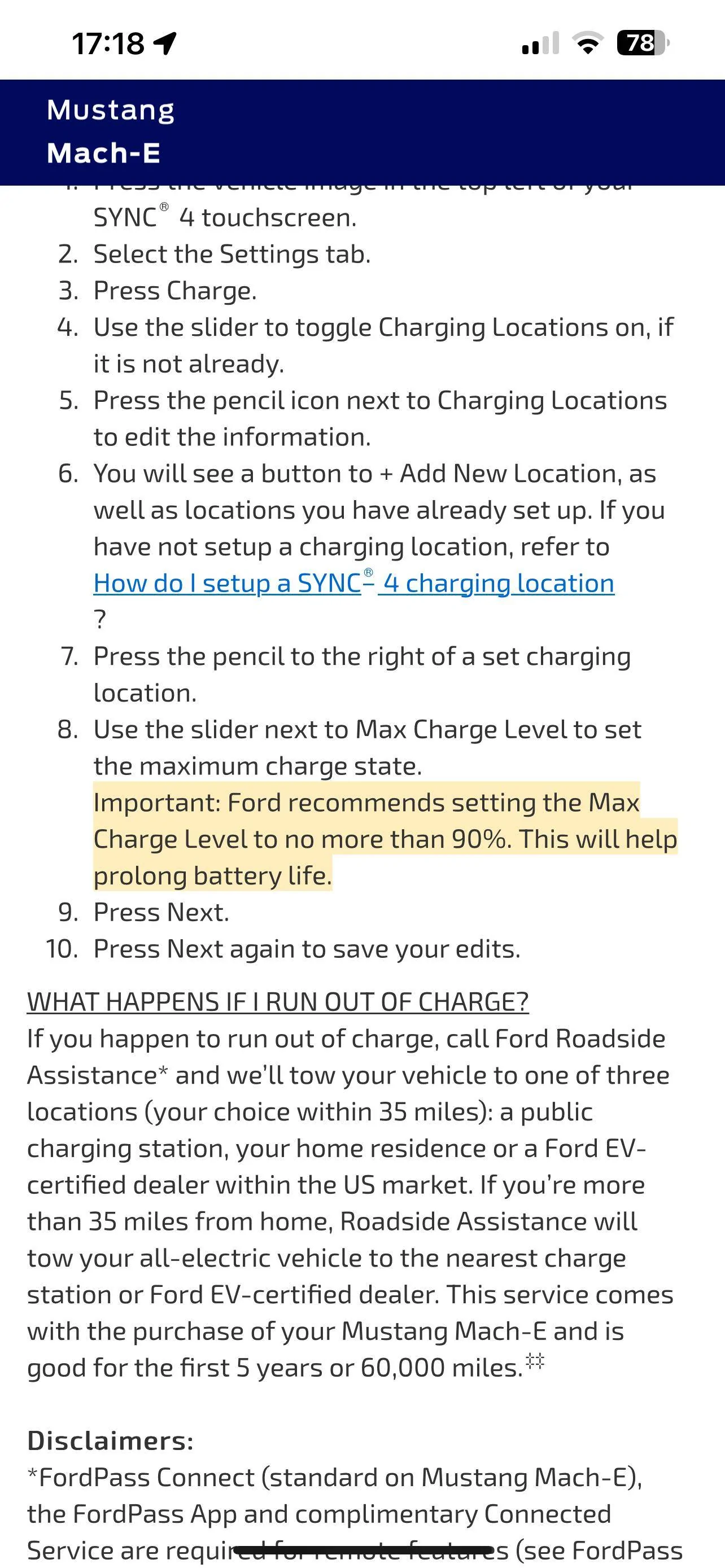 Ford Mustang Mach-E charge limit IMG_6194