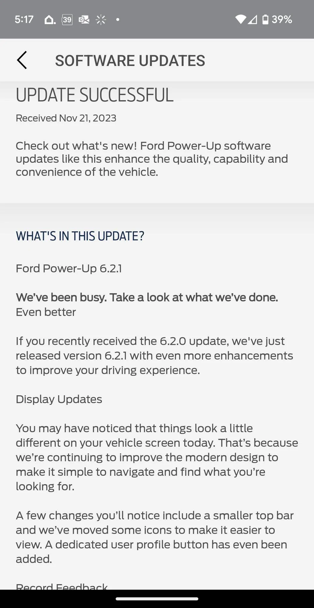 Ford Mustang Mach-E Power-Up OTA 6.2.1 Screenshot_20231121-171736
