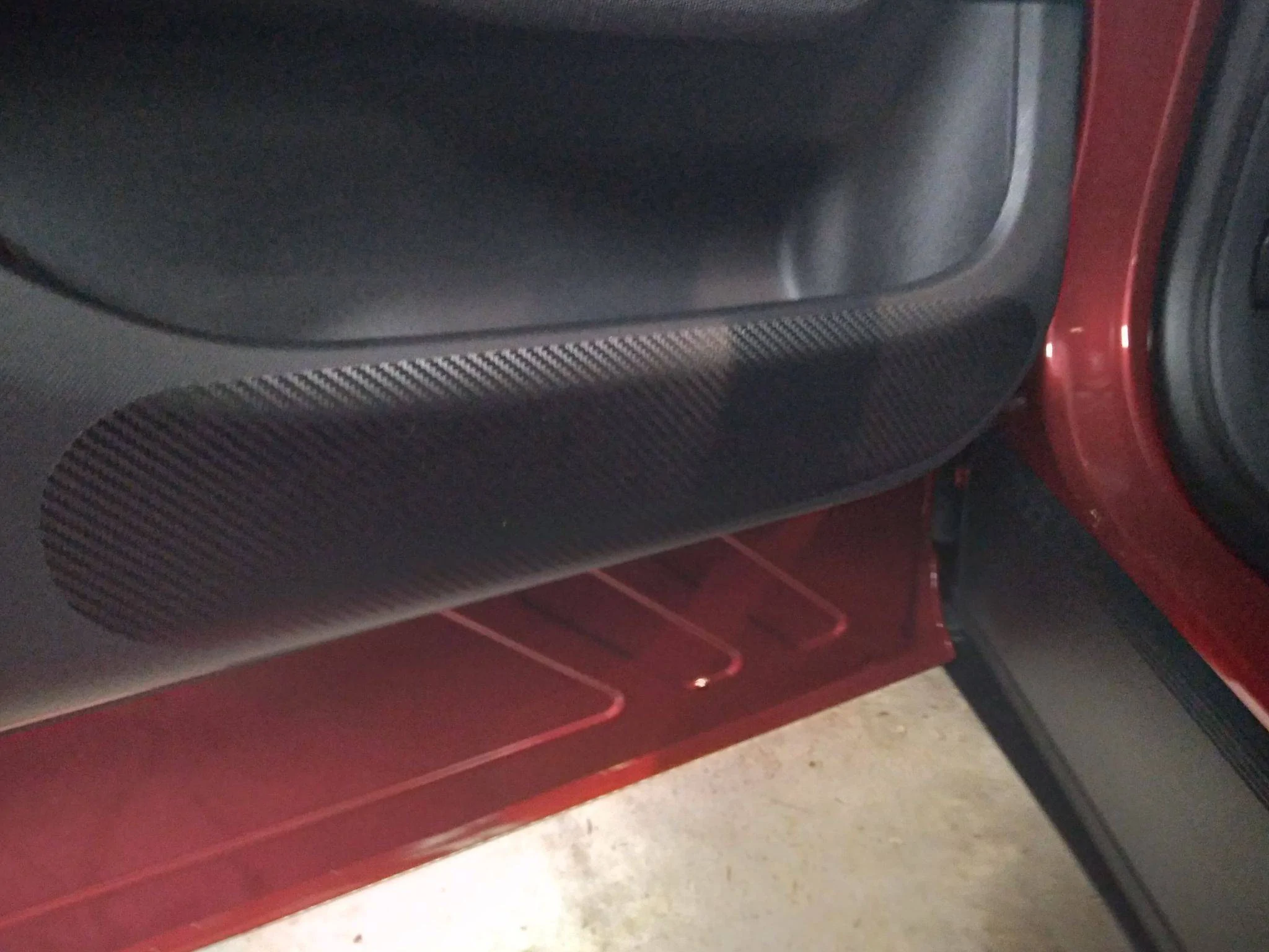Ford Mustang Mach-E Scuff marks on door interior carbon film