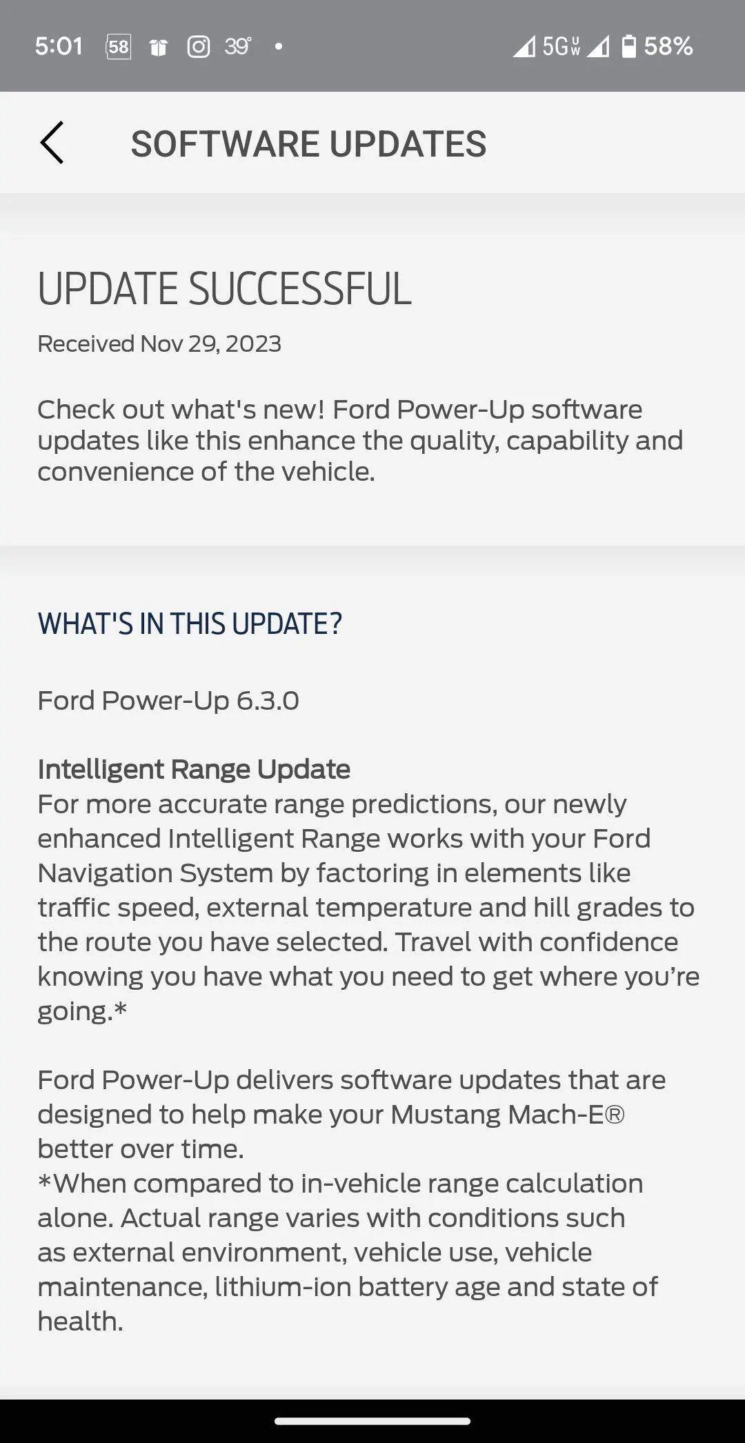 Ford Mustang Mach-E (un)Stuck at 6.1.0 - 2021 Only Screenshot_20231129-170145