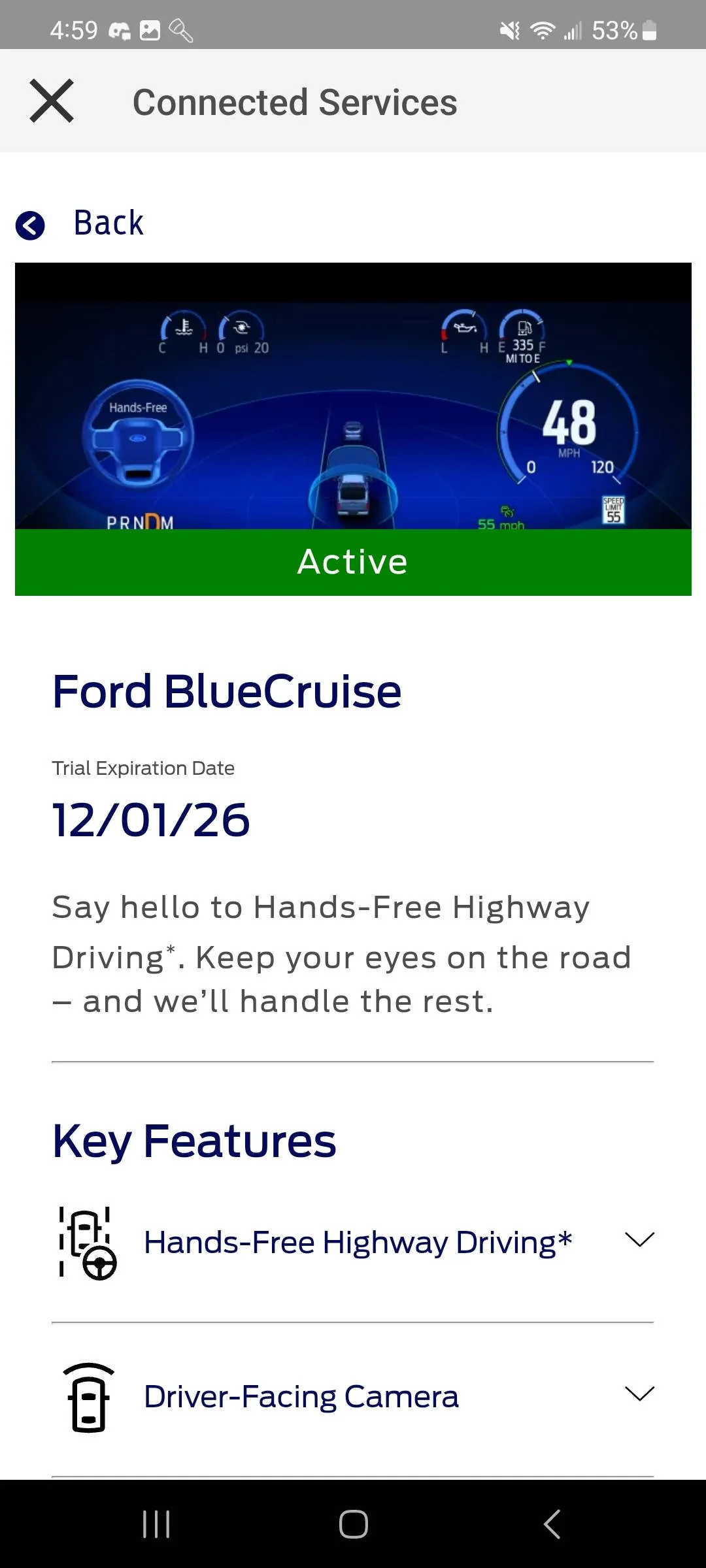 Ford Mustang Mach-E Blue Cruise offer Screenshot_20231204_165942_FordPass