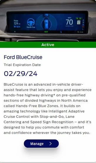 Ford Mustang Mach-E BlueCruise Trial ending on v.1.2 BlueCruis