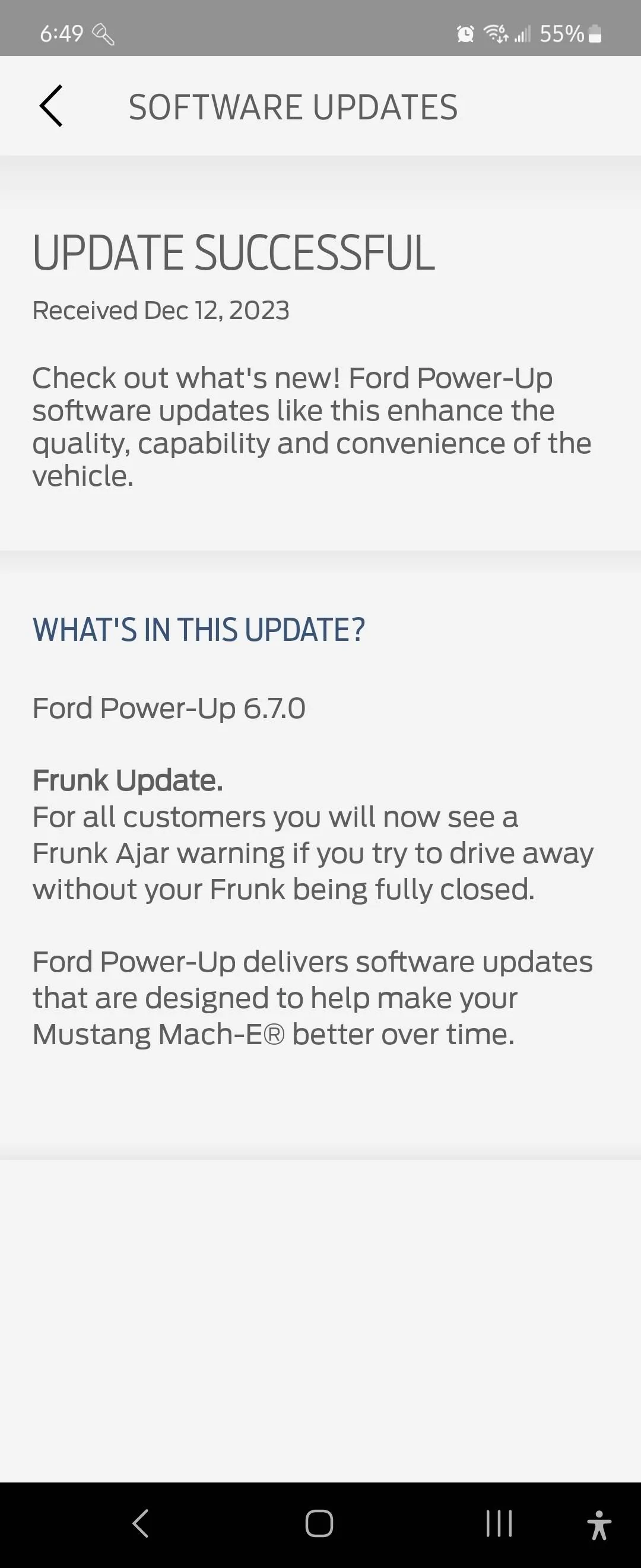 Ford Mustang Mach-E Stuck on 6.1.0 (Not MY21) Screenshot_20231212_184959_FordPass