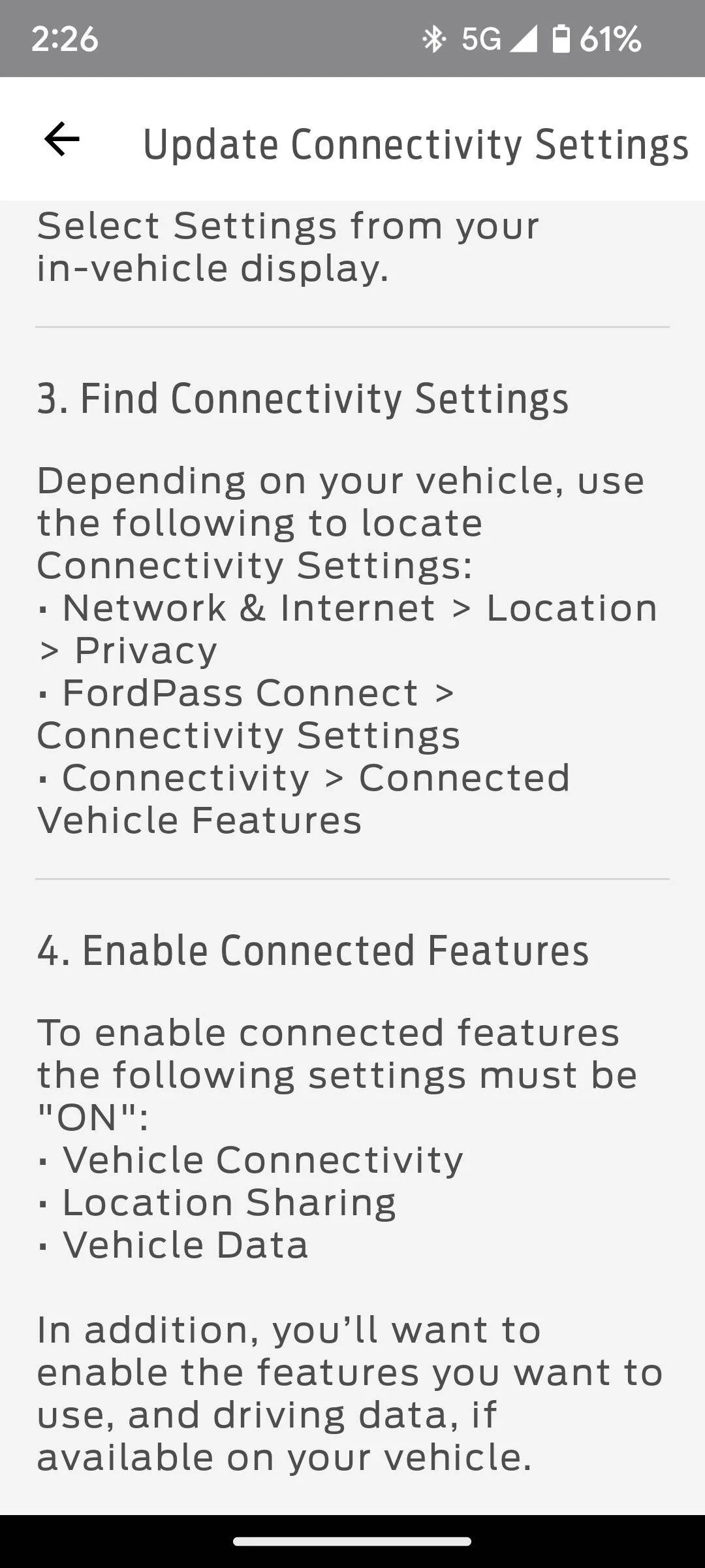 Ford Mustang Mach-E Connectivity missing- possible permanent fix Screenshot_20231214-142654