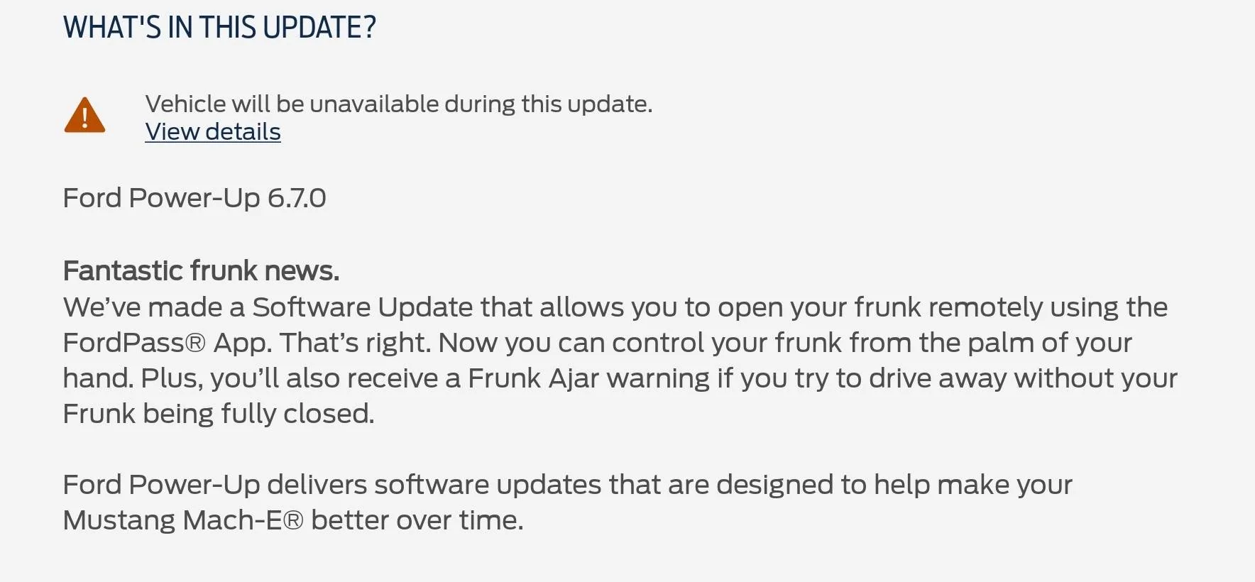 Ford Mustang Mach-E Ford Power-Up 6.7.0 enable something I already control??? Screenshot_20231215_181012_FordPass