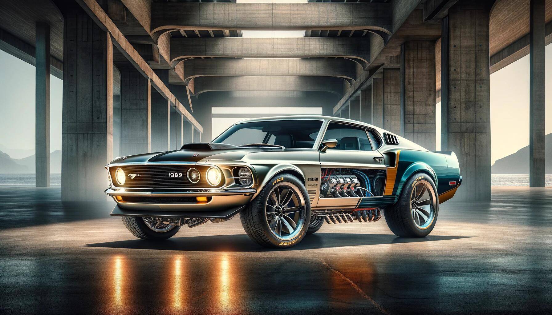 DALL·E 2023-12-19 05.01.29 - A unique blend of a 1969 Mustang Mach 1 with a 2023 Mustang Mach ...jpg