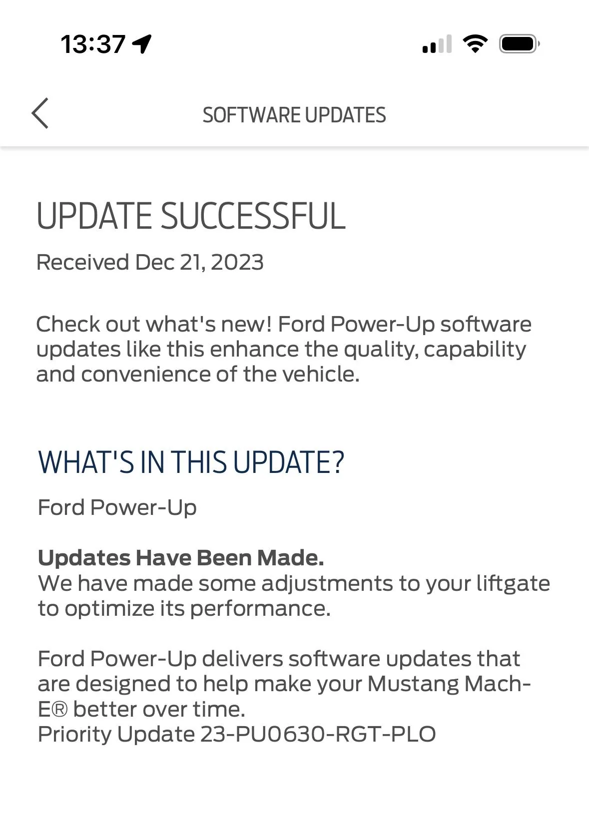 Ford Mustang Mach-E What's your checklist after an Power-Up update? IMG_2901