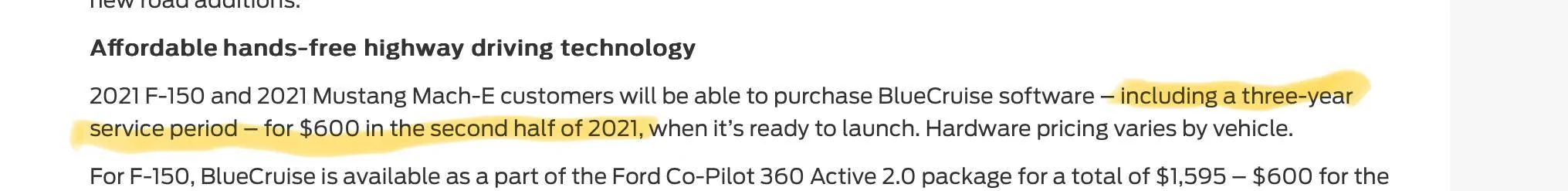 Ford Mustang Mach-E Bluecruise subscription really expiring before 1.3 really delivered?? 1703695039814
