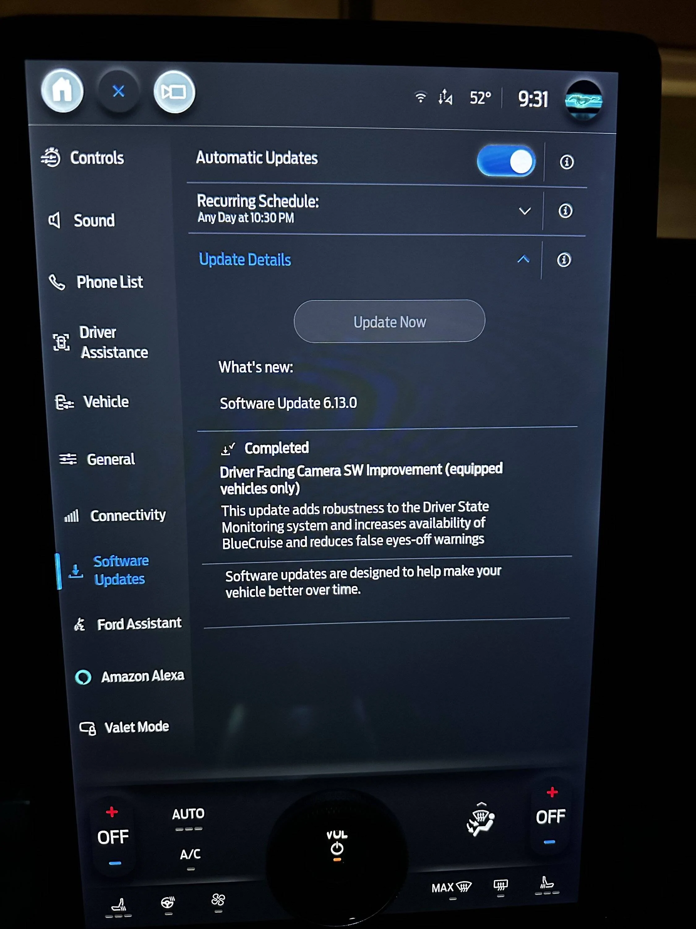 Ford Mustang Mach-E Update 6.13.0 caused Driver Monitor Camera Fault IMG_1271