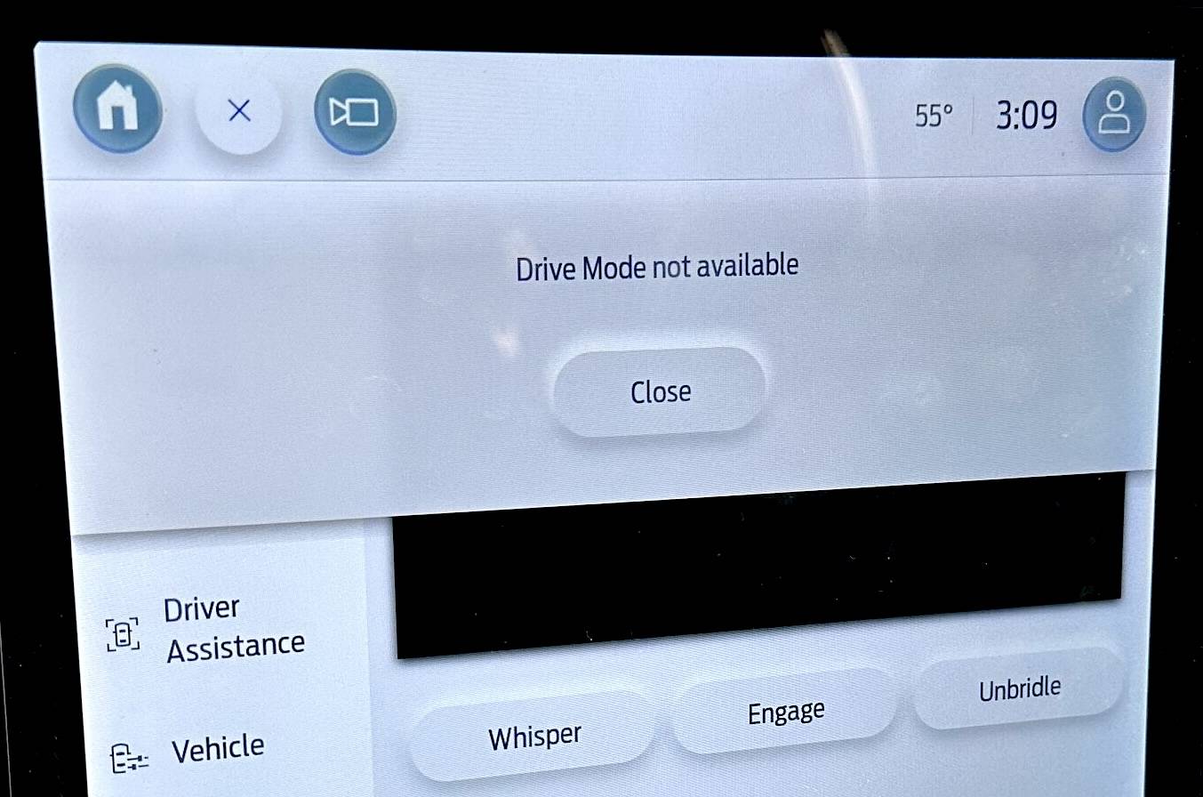 Ford Mustang Mach-E TSB 24-2012 - Drive Mode Not Available Message / Defaults to Normal Mode While Driving Drive mode not availabl