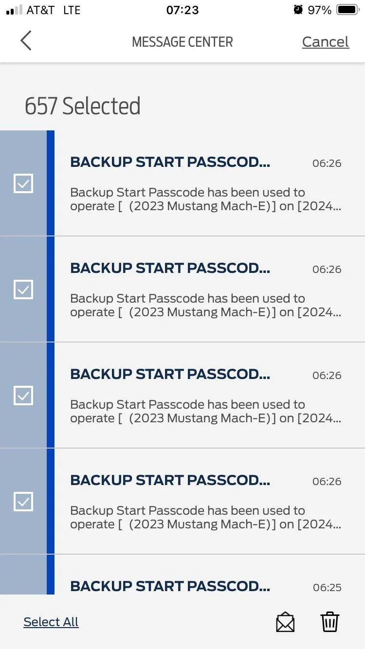 Ford Mustang Mach-E Backup start code notification/emails IMG_4944