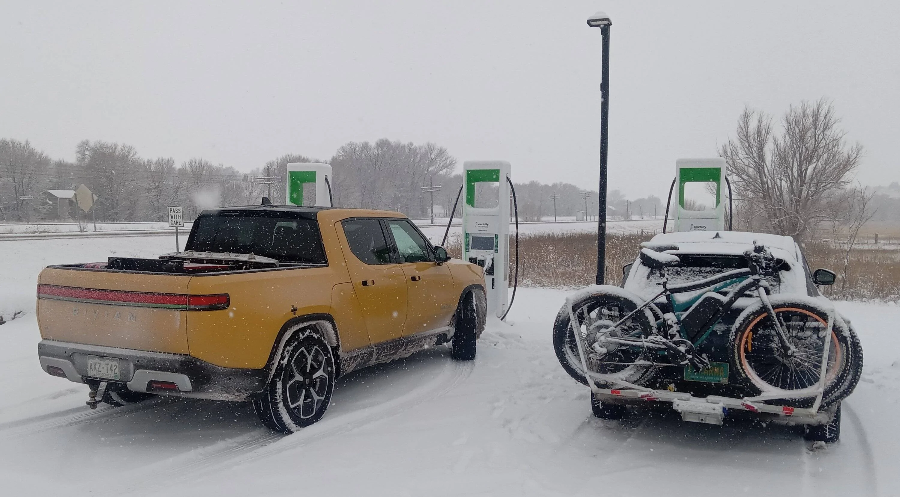 Ford Mustang Mach-E Best snow vehicle ever 20240104_04 with a rivian