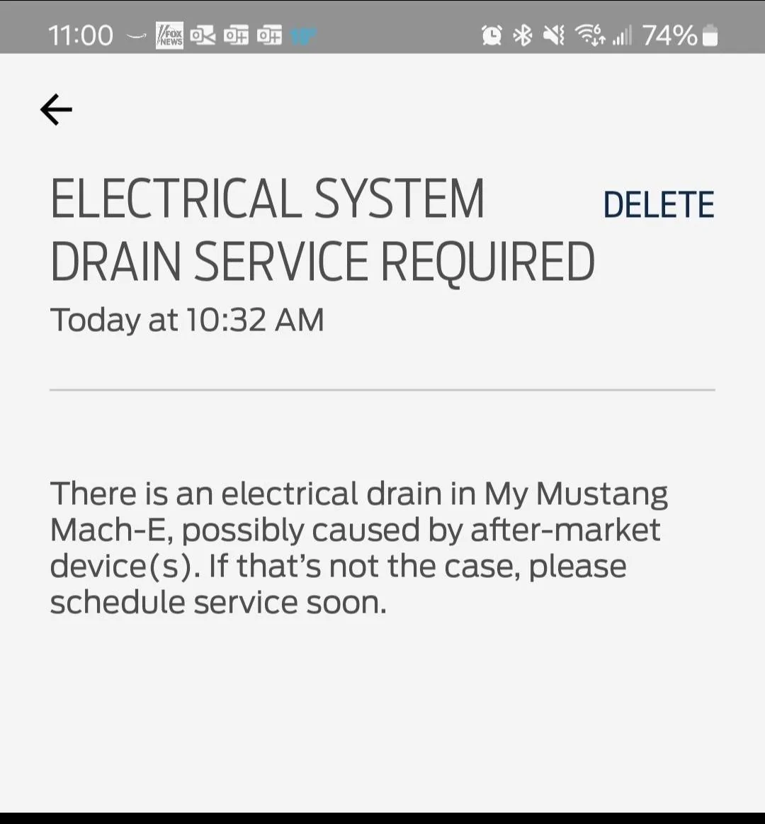 Ford Mustang Mach-E What could this mean: Electrical system drain Service required Screenshot_20240201_153645_Photos