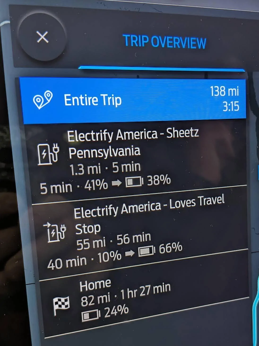 Ford Mustang Mach-E Strange navigation/charger option behavior 1707682115871