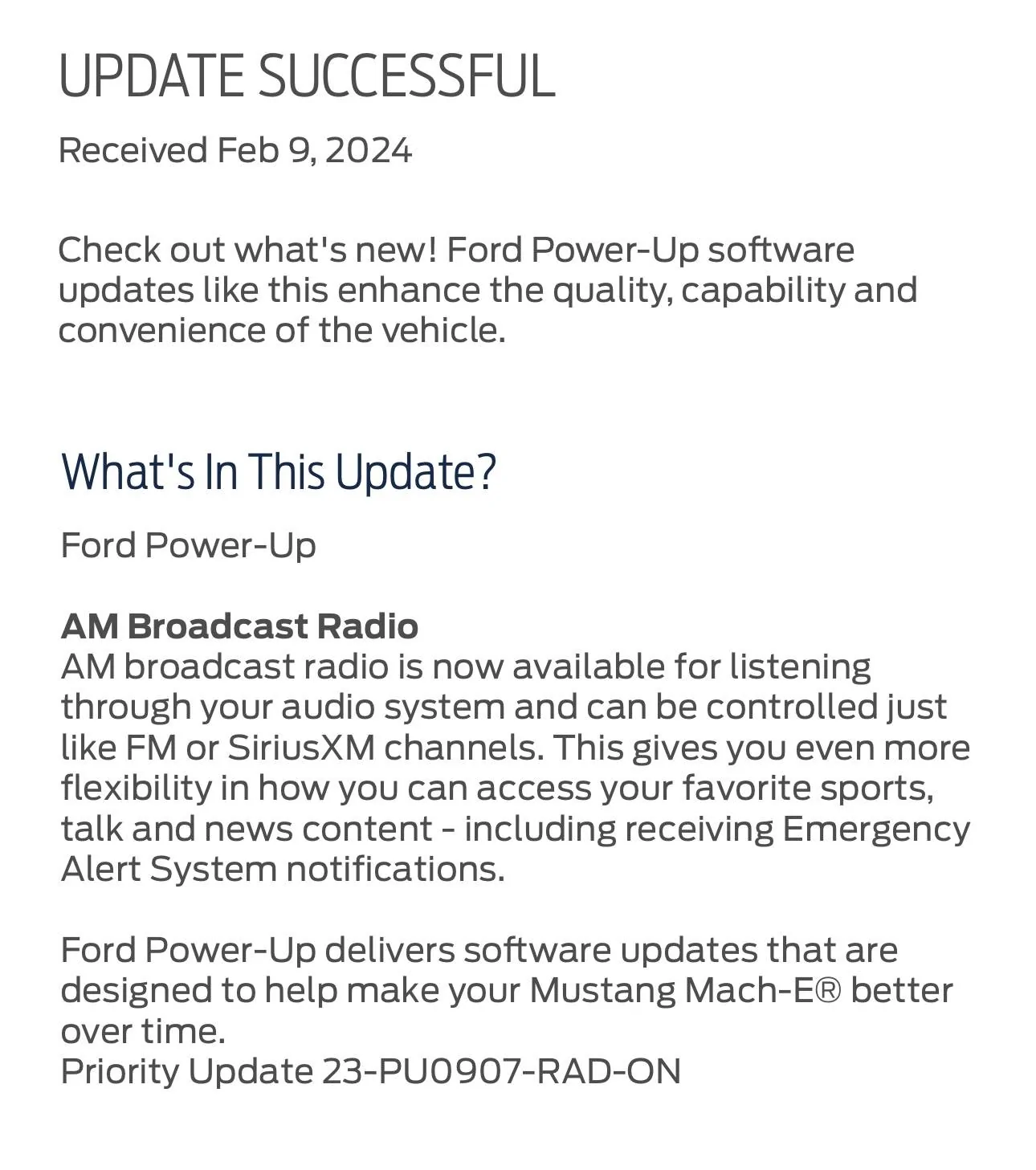 Ford Mustang Mach-E AM stations without AM radio following update IMG_0617