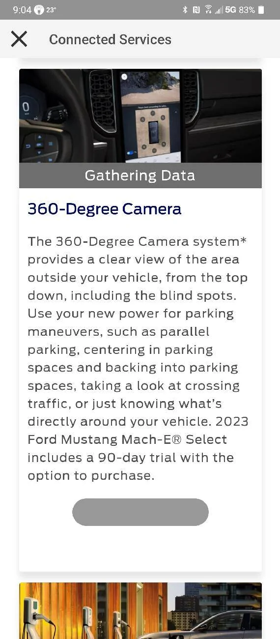 Ford Mustang Mach-E 360 Degree Camera Subscription? 360 Camera Subscription