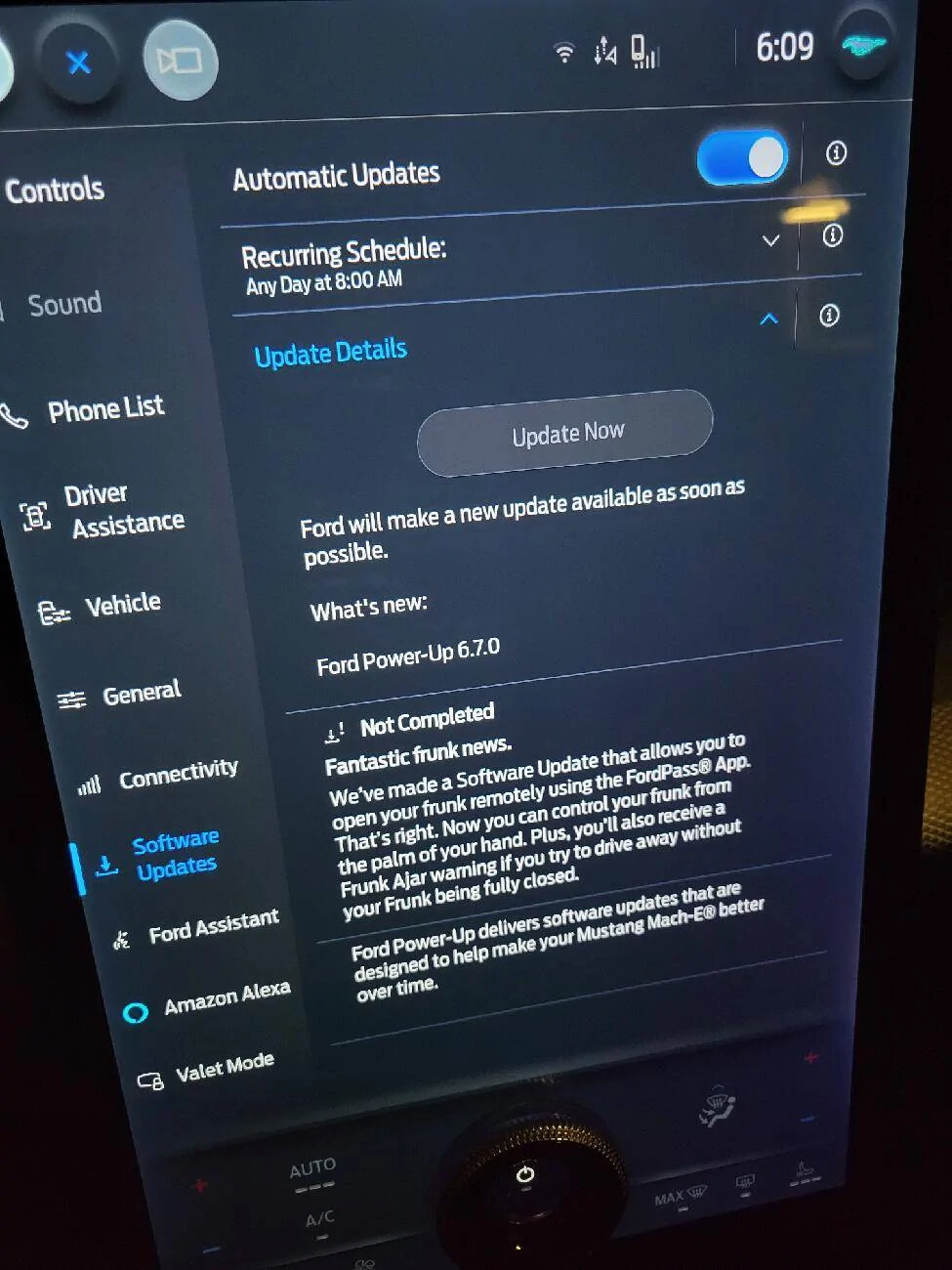 Ford Mustang Mach-E Frunk update stuck? 1000006337