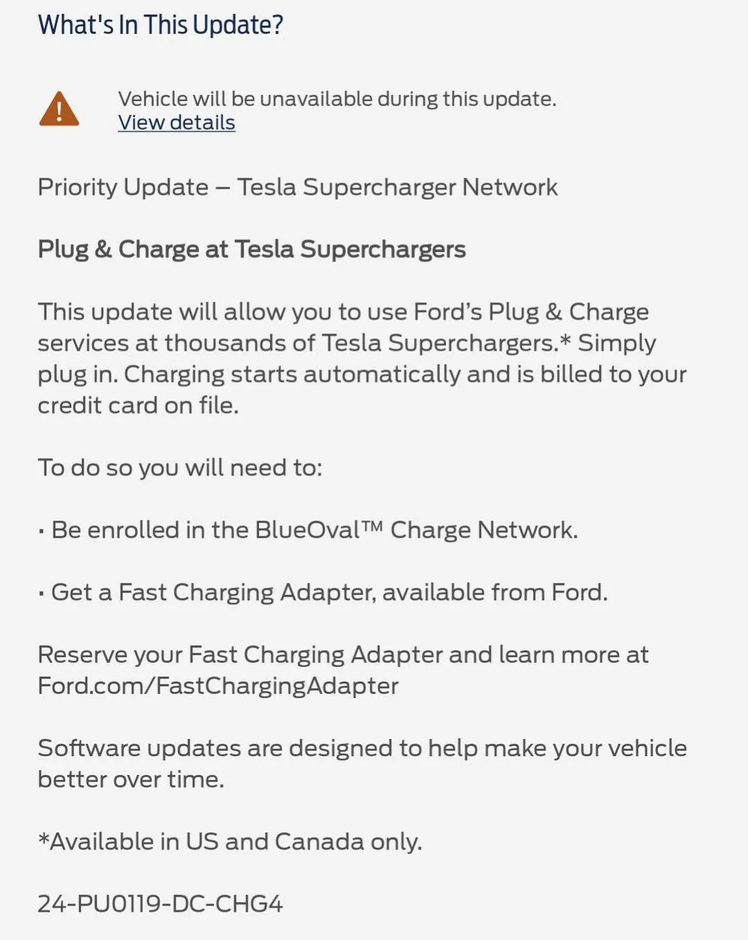 Ford Mustang Mach-E Finding Tesla stations on Sync Screenshot_20240304-125257