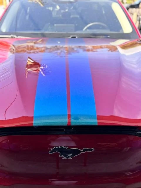 Ford Mustang Mach-E Placed vinyl stripes on hood IMG_0911