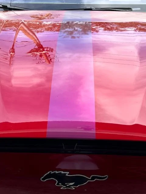 Ford Mustang Mach-E Placed vinyl stripes on hood IMG_0909