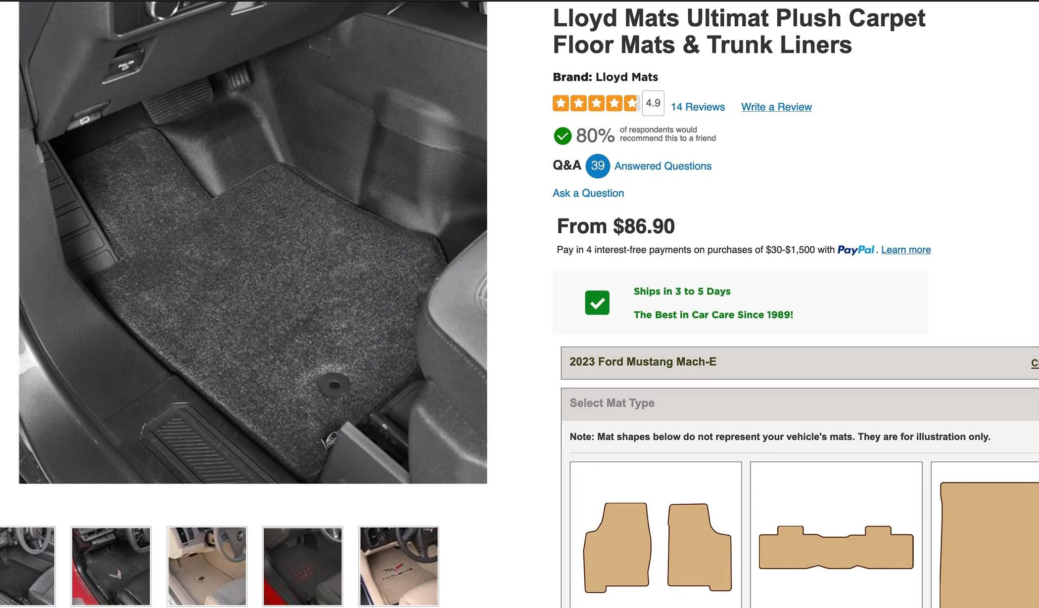 Ford Mustang Mach-E 3rd party carpet mats? Image 3-13-24 at 11.15 AM