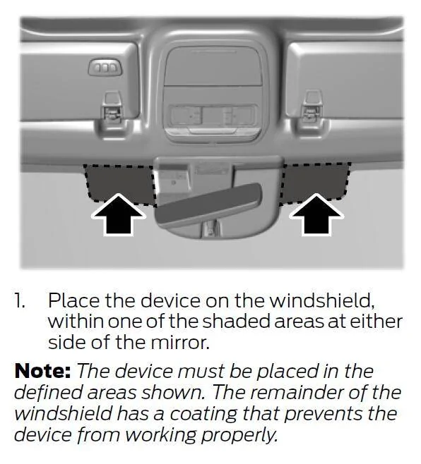 Ford Mustang Mach-E Crew Car Wash: Windshield issue transponder-location-png