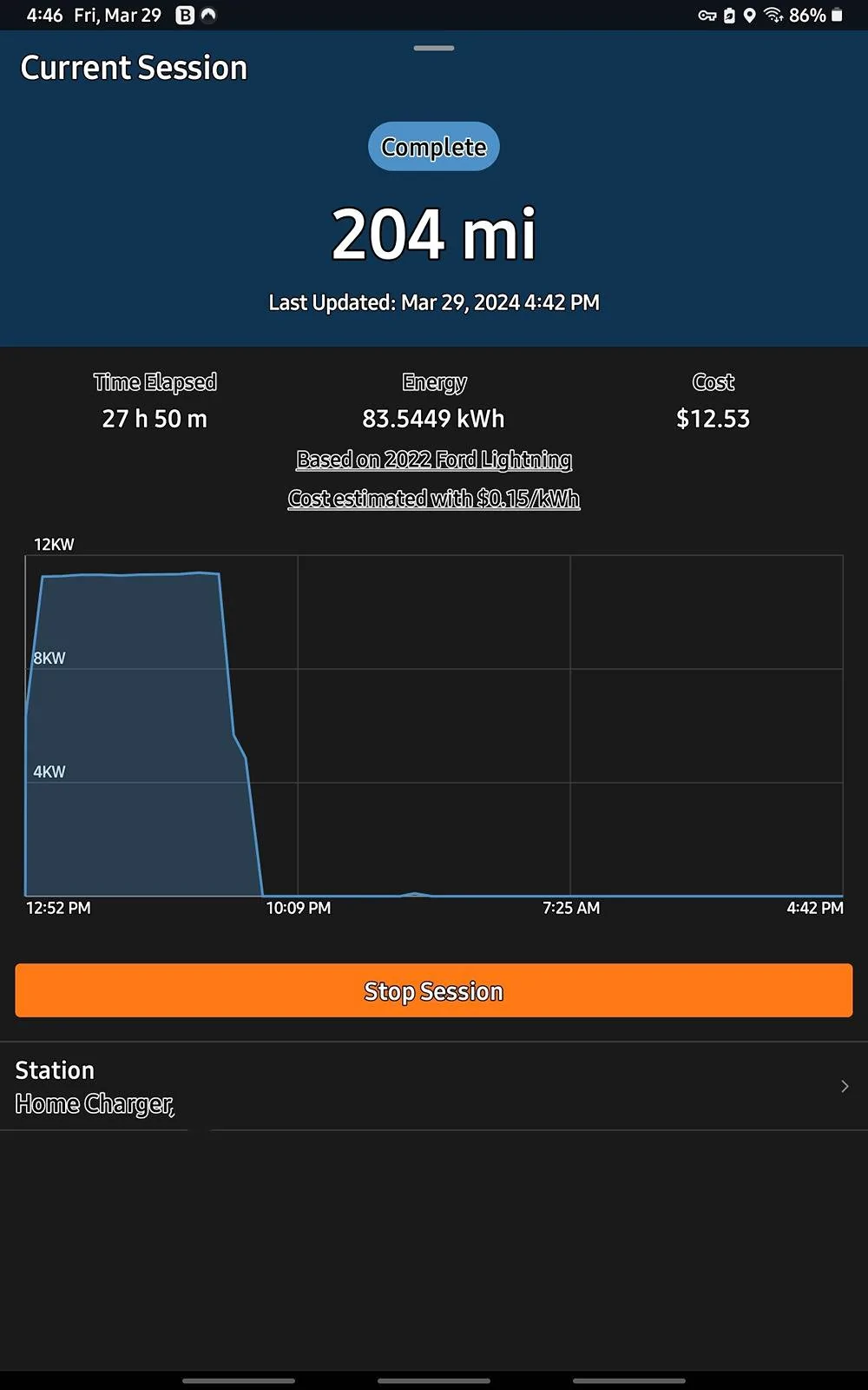 Ford Mustang Mach-E Charging Amp Setting in L2 Screenshot_20240329_164622_ChargePoint
