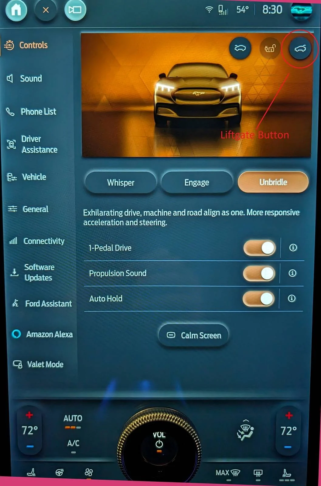 Ford Mustang Mach-E Trunk release from inside vehicle The hard to find Settings screen
