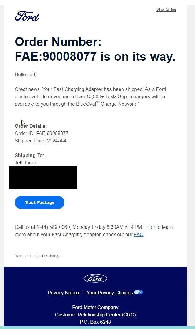 Ford Mustang Mach-E Mach-E Fast Charging Tesla Adapters Start Shipping TODAY Per Ford! 1712347285338-sz