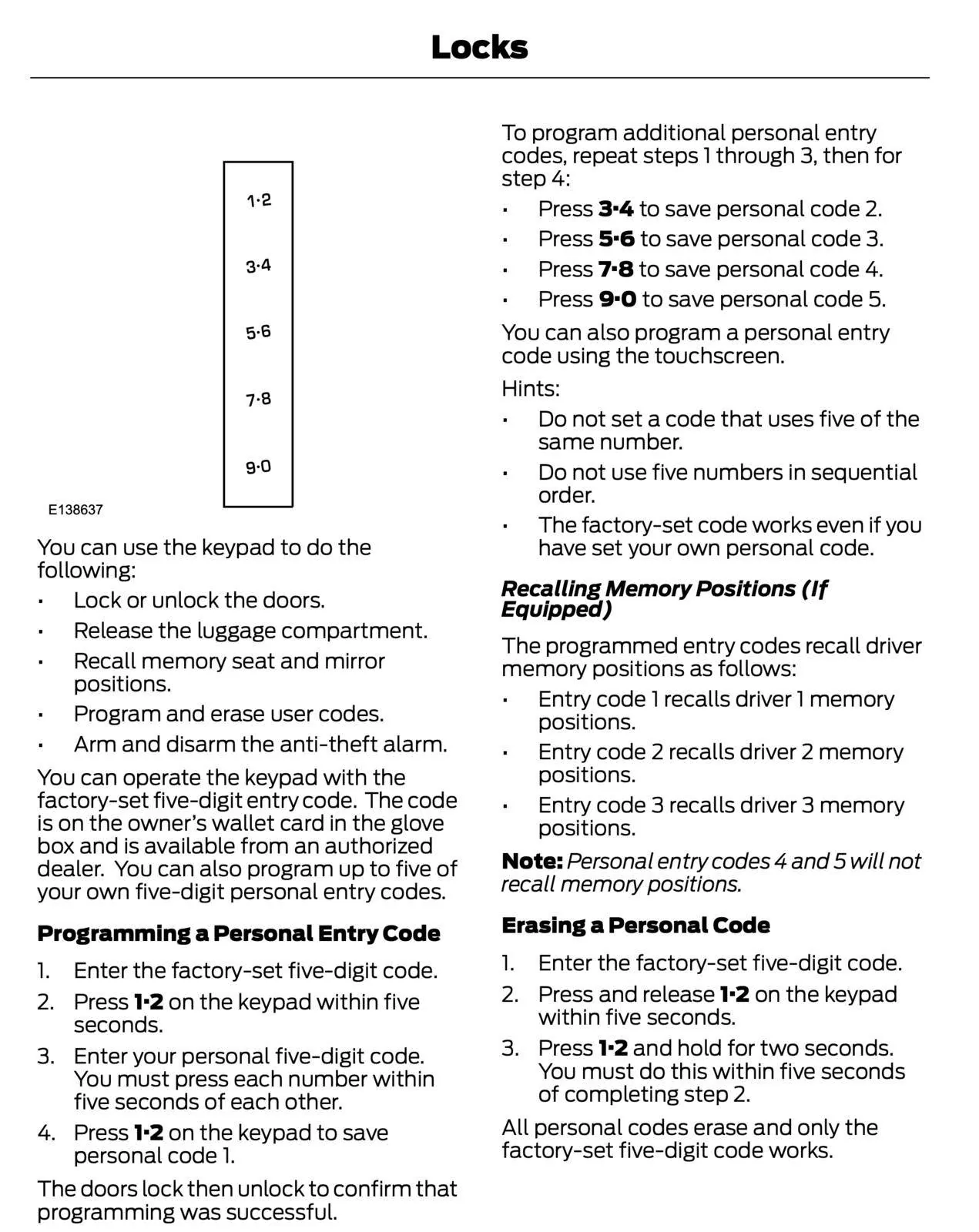 Ford Mustang Mach-E Keypad Security Fusion Manual keypad cod