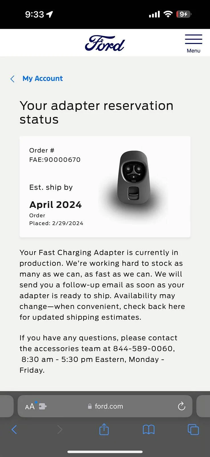Ford Mustang Mach-E Ford NACS Adapter has shipped [and NOW ARRIVING]! IMG_7095
