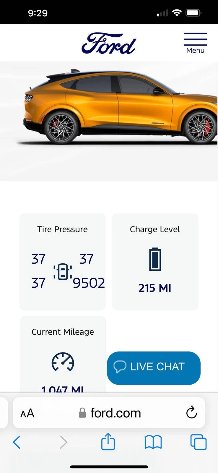 Ford Mustang Mach-E right rear tire pressure IMG_4702