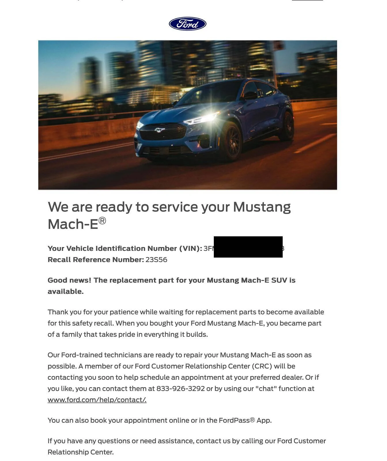 Ford Mustang Mach-E Several Mach-E Service Actions [Resumed] - Powertrain Software Issue Screenshot 2024-04-29 at 11.08.11 AM
