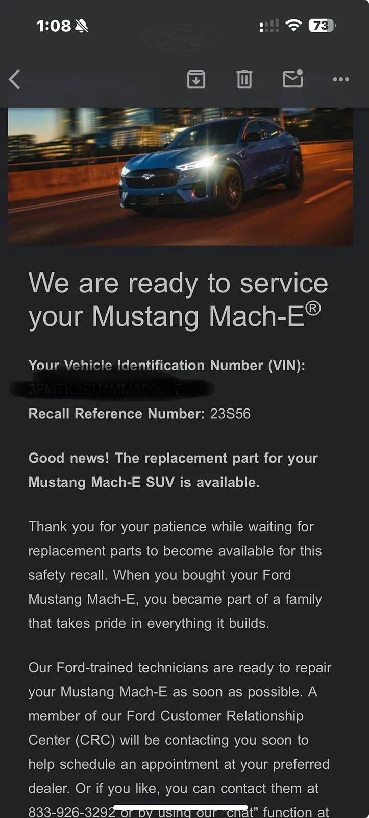 Ford Mustang Mach-E Several Mach-E Service Actions [Resumed] - Powertrain Software Issue IMG_1286