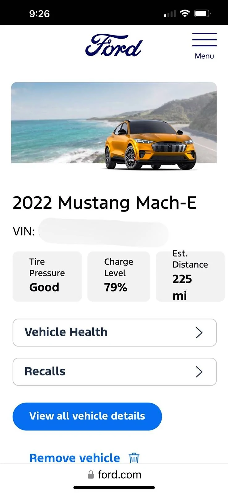 Ford Mustang Mach-E 12V SOC % on Ford.com IMG_4782