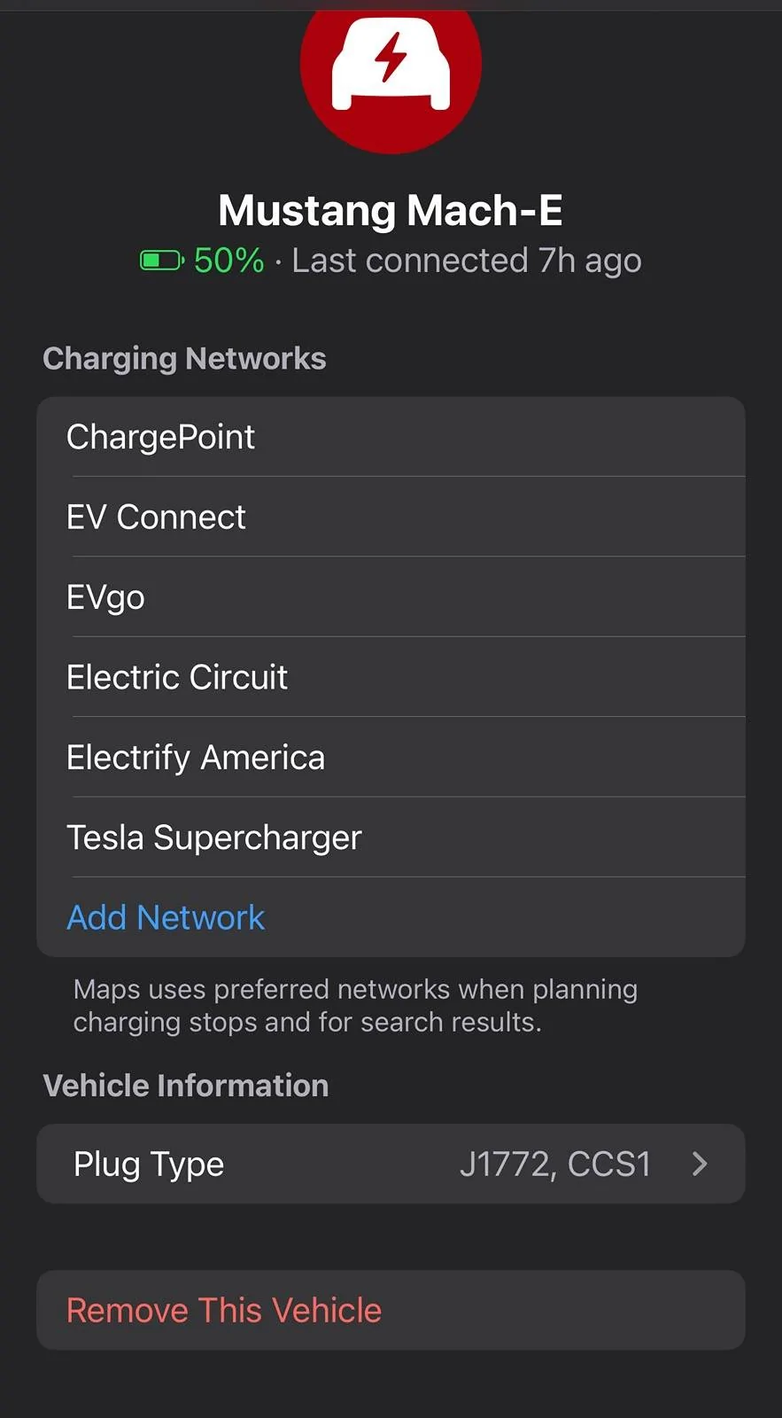Ford Mustang Mach-E Apple Maps not showing Tesla IMG_7866