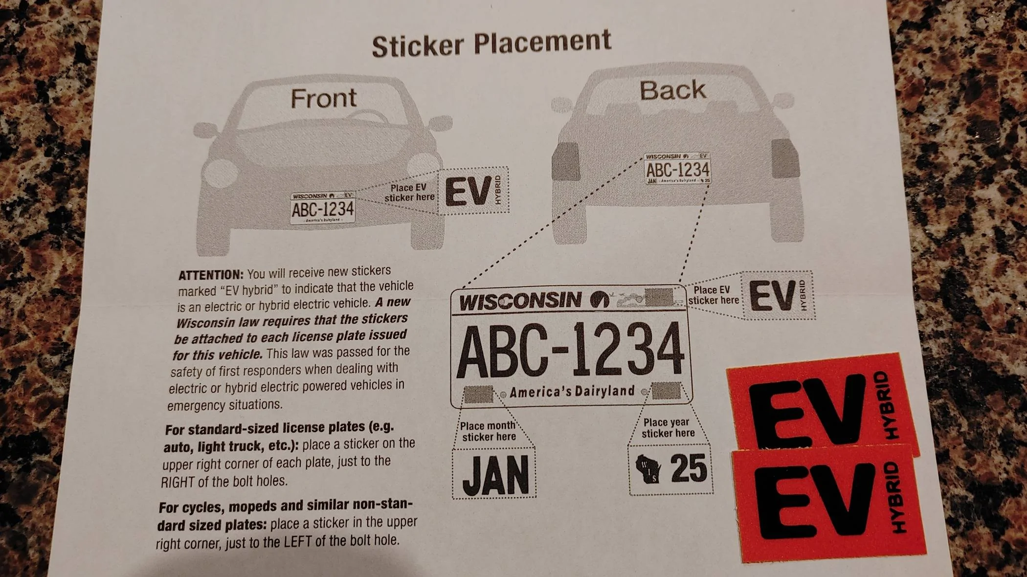 Ford Mustang Mach-E Wisconsin EV license plate sticker 0505242007