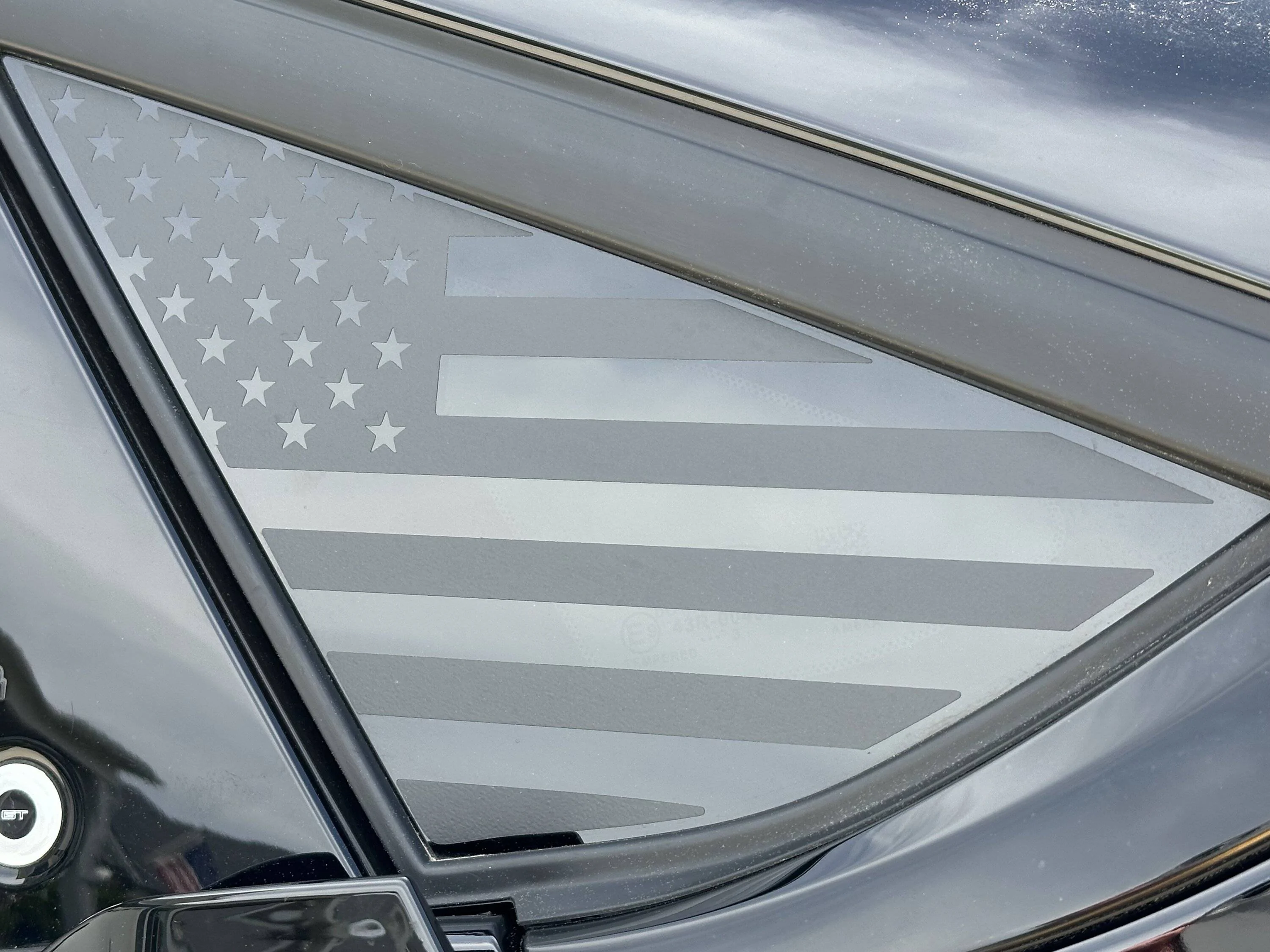 Ford Mustang Mach-E Rear Back Quarter Window American Flag Vinyl Decal IMG_6480