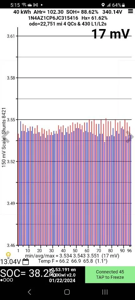 Ford Mustang Mach-E 6% Battery Degradation after 3 years, 35k miles Screenshot_20240122_171543_LeafSpy Pro