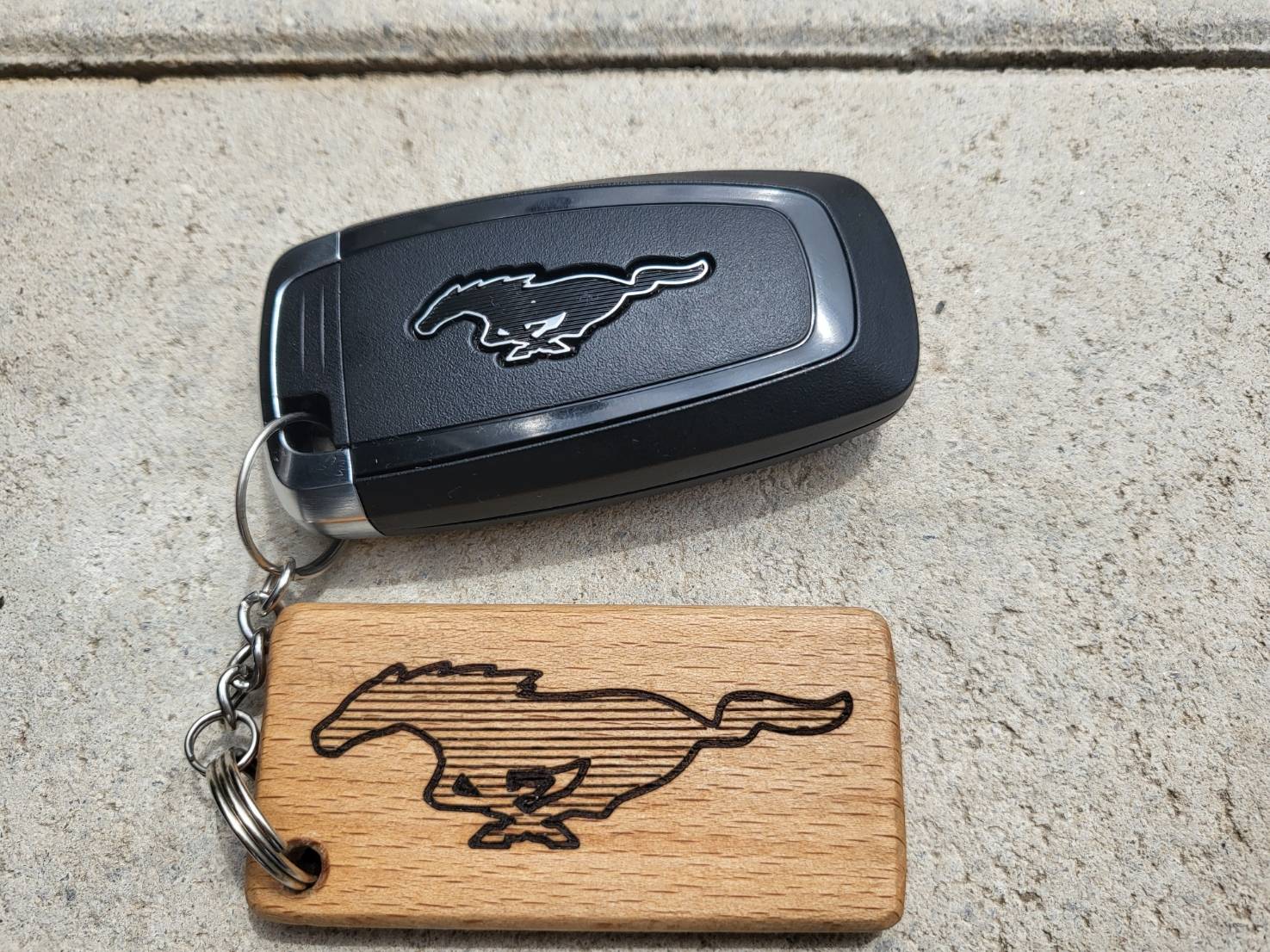 Ford Mustang Mach-E Keychain - laser etched Mach-e logo and pony 20240526_132455