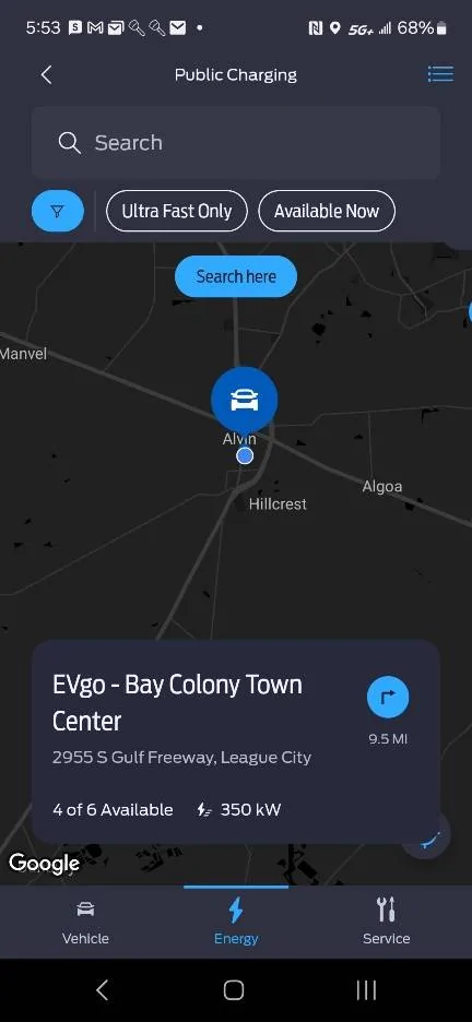 Ford Mustang Mach-E FordPass- Public Charging Menu Screenshot_20240529_175321_FordPass
