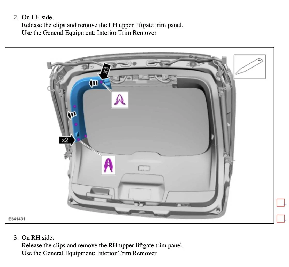 Ford Mustang Mach-E Instructions to remove & disassemble the inner taillights? Screenshot 2024-06-01 at 8.18.43 AM