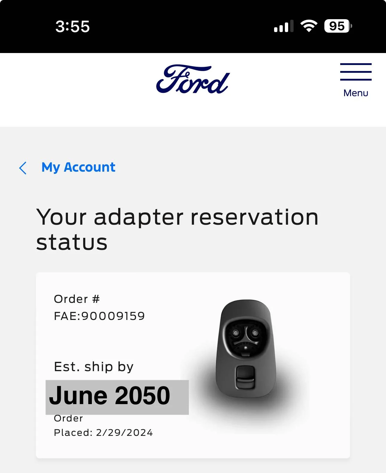 Ford Mustang Mach-E Ford NACS Adapter has shipped [and NOW ARRIVING]! IMG_8216