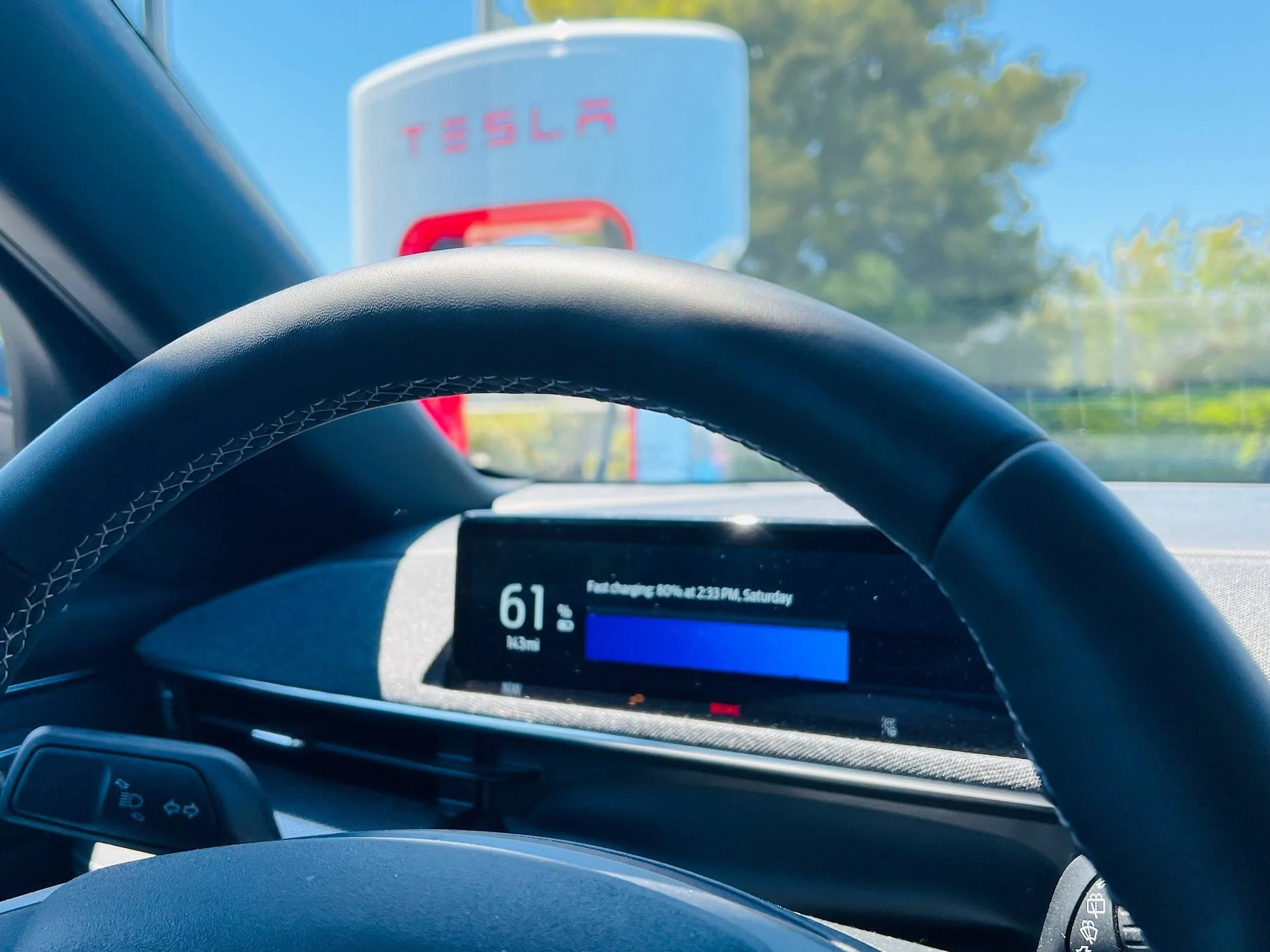 Ford Mustang Mach-E Charged Mach-E at Tesla Supercharger via Adapter IMG_4691