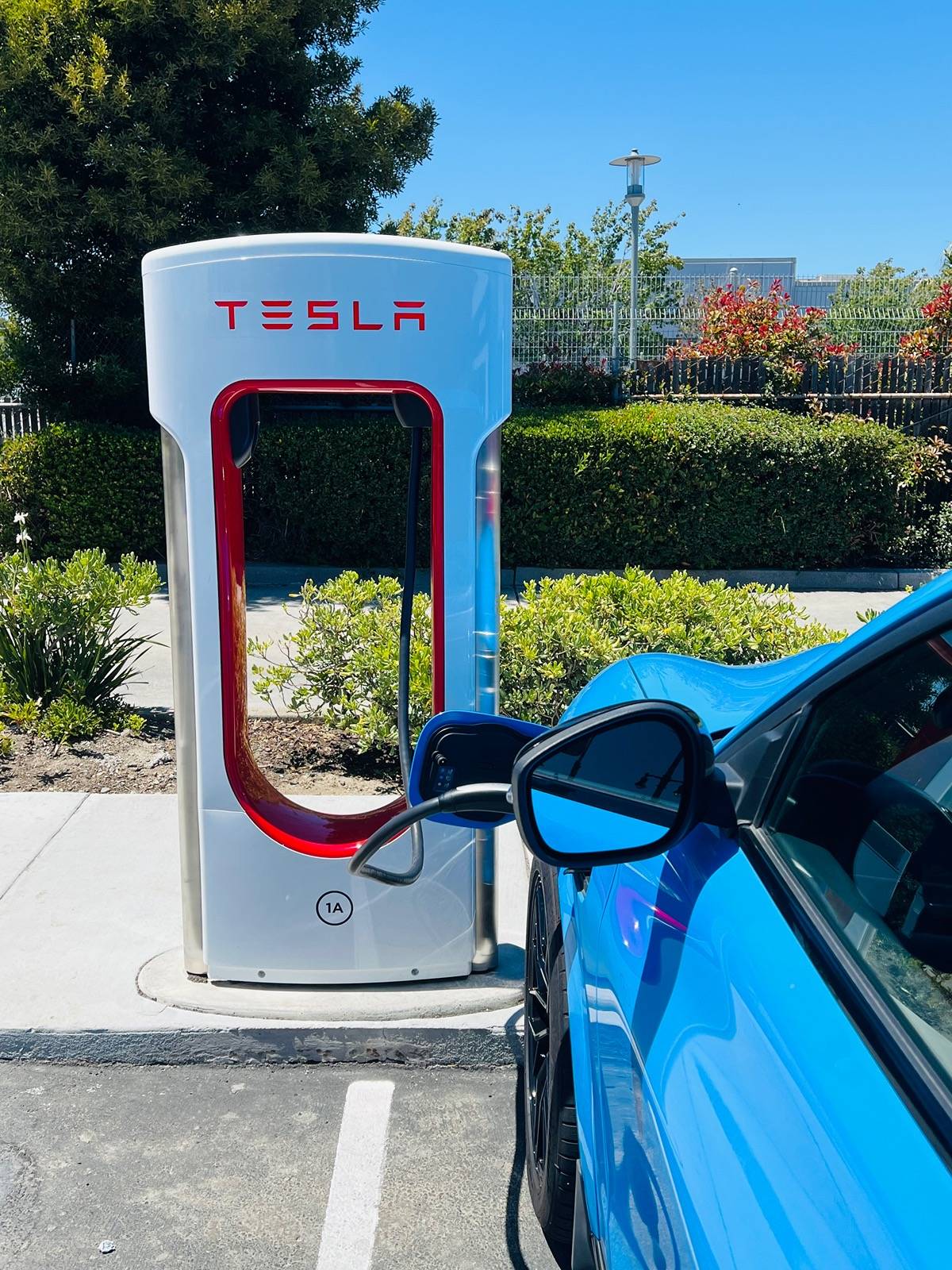 Ford Mustang Mach-E Charged Mach-E at Tesla Supercharger via Adapter IMG_4690