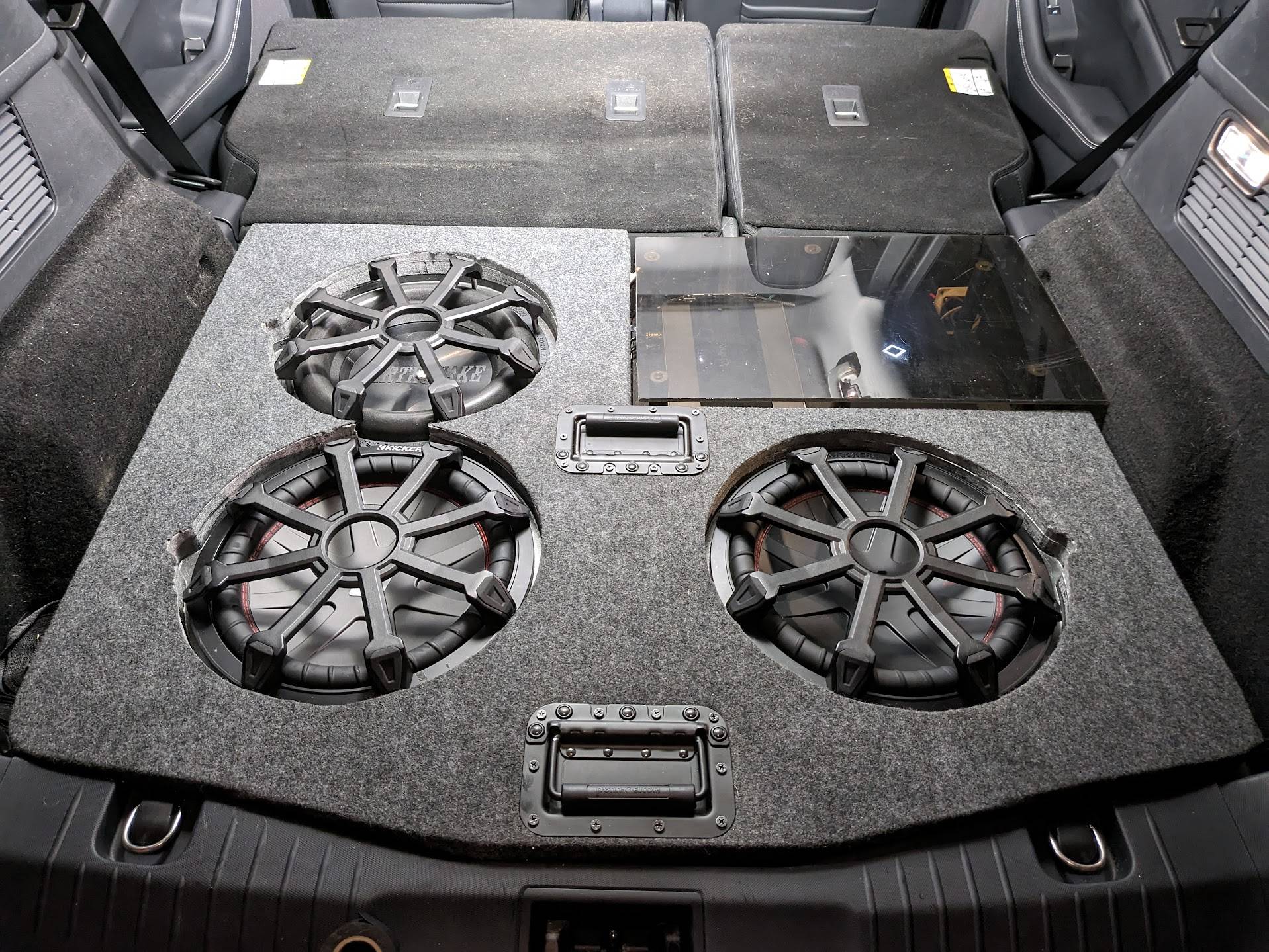 Ford Mustang Mach-E Speakers/Sub/Amps install and base/select model audio information sub finished with panel